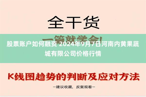 股票账户如何融资 2024年9月7日河南内黄果蔬城有限公司价格行情